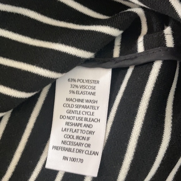 Women’s black and white striped BELTED JACKET. stretchy, double breasted. SZ med - Picture 13 of 16